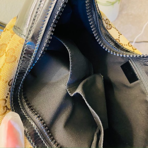 Gucci Monogram Hobo Shoulder Bag Canvas Gold HW - Picture 7 of 9